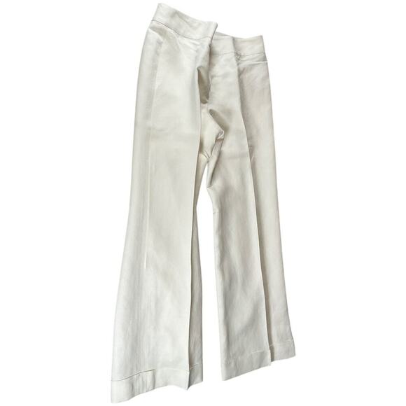 ANN TAYLOR LOFT White Cleane Wide Leg Pants Linen Blend Size 10 Petites Luxury - Picture 10 of 12